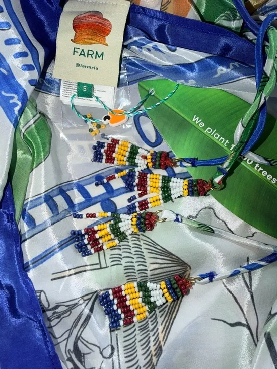 FARM Rio Blue, Green & White Tropical Destination Dress - Picture 6 of 7